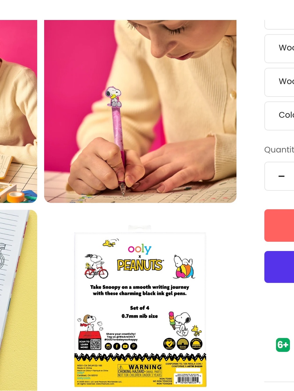 Ooly x Peanuts Retractable Gel Pens and gel pen/pencil set - Picture 7 of 7
